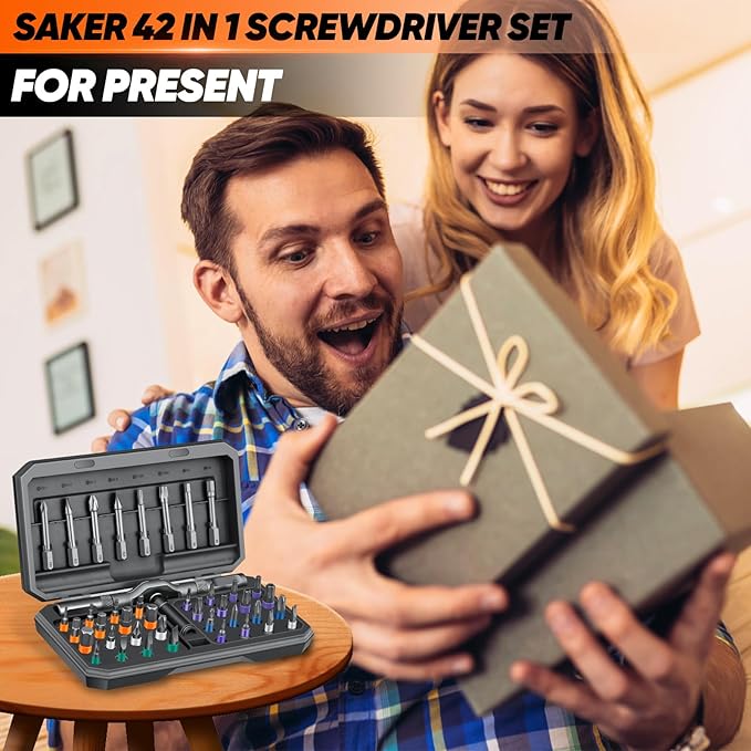 Saker 42 in 1 Magnetic Screwdriver Set, Multi Bit Free Combination Ratchet Screwdriver Set Portable Repair Tool Kit for Furniture, Computer, Bicycle and DIY Grey