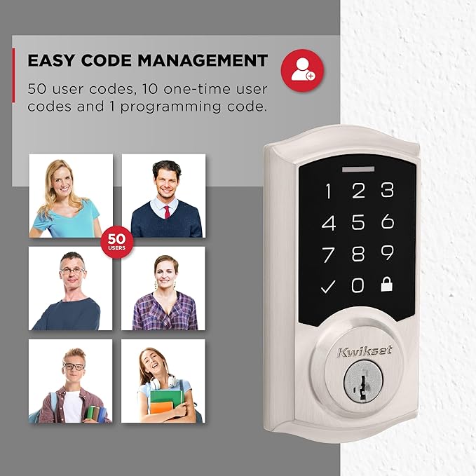 Kwikset SmartCode 270 Keyless Entry Electronic Touchpad Deadbolt Door Lock with Auto-Lock, Custom User Codes, Advanced Security in Satin Nickel Traditional
