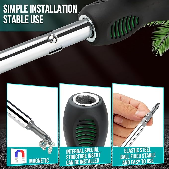 8-in-1 Multi-bit Screwdriver Set Tool All in One, Portable Multi-Purpose Screwdriver, Slotted/Philips/Pozi/Torx/Square,Nut Driver