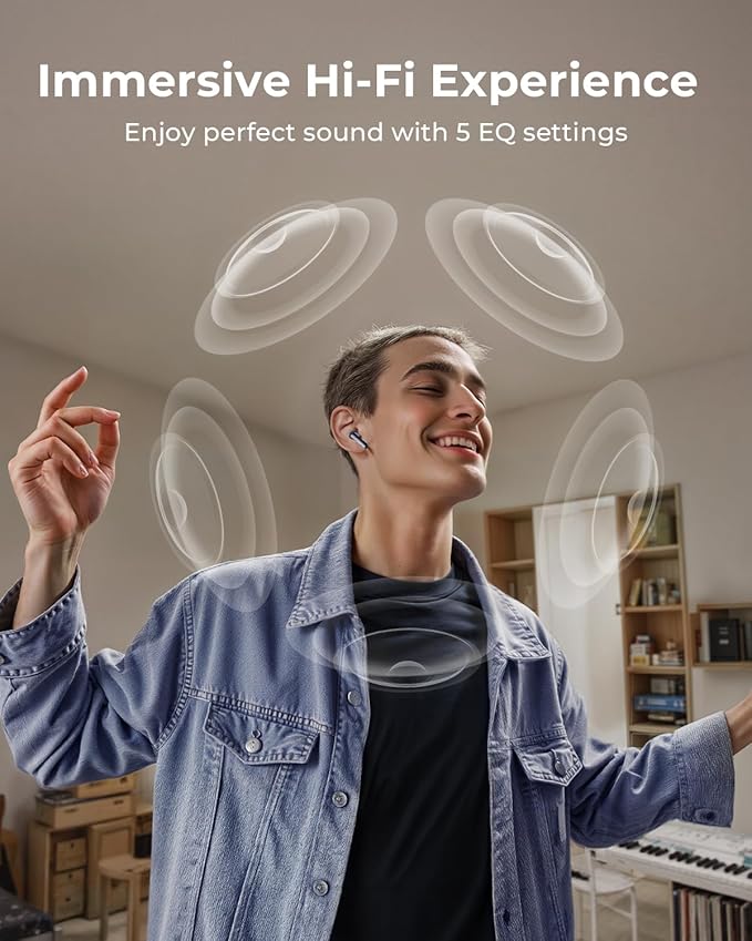 Wireless Earbuds, Ear Buds Active Noise Cancelling with Charging Case, 6.0 Bluetooth Earbuds with AI Clear Calls, 40H Playtime for Sports & Working, Stereo Sound Headphones for iPhone/Android/iPad