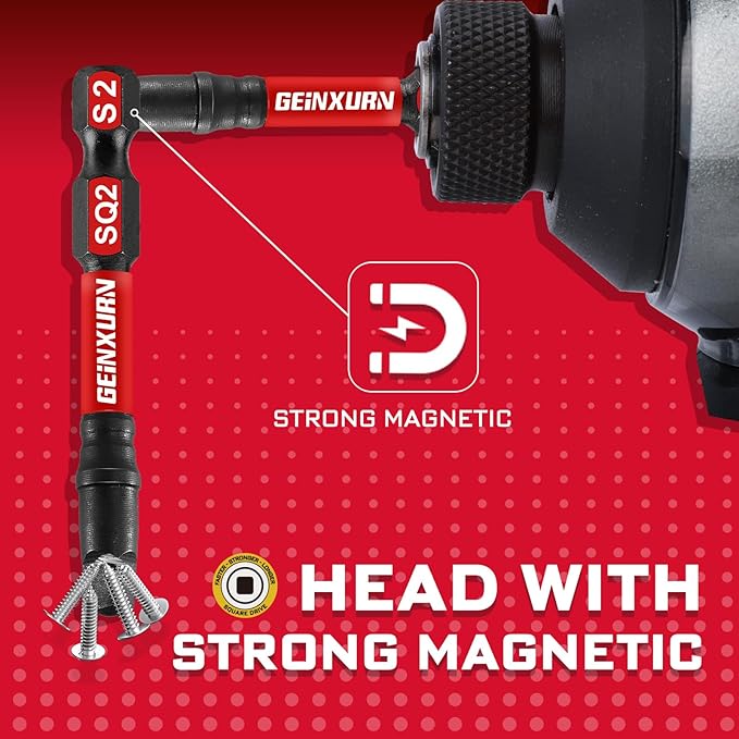 Impact Square Screwdriver Bits Set, 20 Pieces 2”Magnetic(SQ1/SQ2/SQ3) S2 Steel Multi Cross Driver Bits and 1 Pc Bit Holder with Soft Hanging Strips