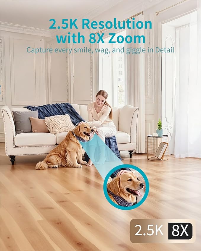 VIMTAG 2.5K Indoor Cameras for Home Security 2-Pack, 360° Pet Camera, 5G/2.4G WiFi Baby Monitor with Phone App/Speaker for Dog Cat, Motion Tracking, Free AI Detection, Night Vision, SD/Cloud Storage