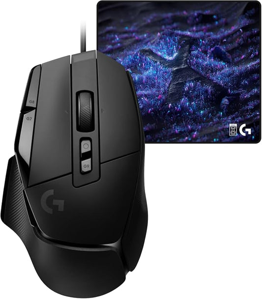 Logitech G502 X Wired Gaming Mouse + 10th Anniversary Mousepad Bundle - Black