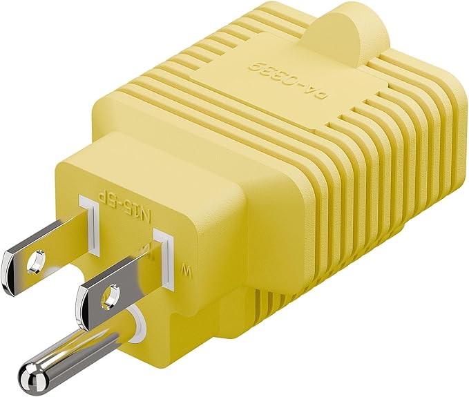[4-in-1] 15 Amp Household AC Plug to 20 Amp T Blade Adapter,5-15P to 5-20R,5-15P to 6-15R,5-15P to 6-20R, 4 in 1 AC Power Adapter,15A 125V to 20A 250V Adapter (Yellow, 3)