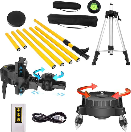 Laser level pole telescoping with electric rotating base 13.8 feet/4.2M laser level tripod Equipped with 1/4 inch 5/8-inch screw threads ，with a 47 inch tripod