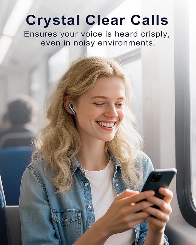 kurdene Wireless Earbuds Bluetooth Headphones,Bluetooth 5.4, 48H Long Playtime Ear Buds with Mics for Clear Calls, Deep Bass Stereo, in-Ear Earphone for iPhone Andriod Phone