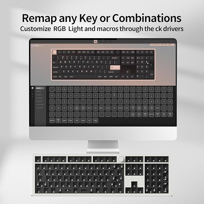Keychron Q6 Max QMK/VIA Wireless Custom Mechanical Keyboard Barebone Knob Version, Full-Metal Hot-Swappable RGB Backlight 2.4 GHz/Bluetooth/Type-C Wired Gaming Keyboard for Mac/Windows/Linux - White