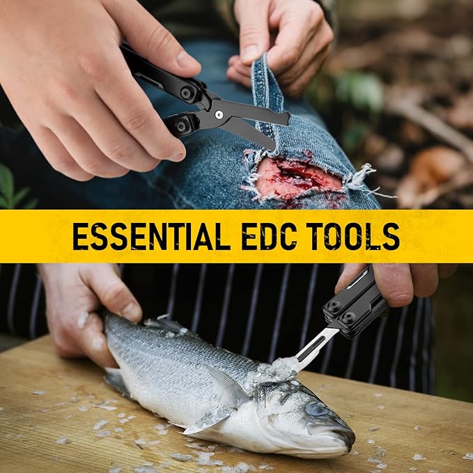 BIBURY Mini Multitool BI2052AB, EDC Multitool Scissors w/Window Breaker, Seat Belt Cutter, Bottle Opener for Outdoor Survival, TSA Approved Keychain Multi-tool Cool Gadget, Gifts for Men and Women