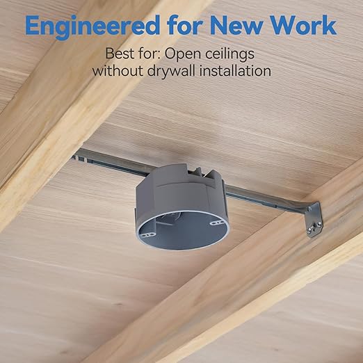 Ceiling Electrical Box with Adjustable Hanger Bar 14" - 23.5", New Work, 20 Cu.in, UL Listed, 24-Pack