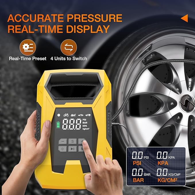 Nilight AC/DC Tire Inflator Portable Air Compressor Dual Power Supply 110V AC 12V DC 150PSI Fast Inflation Heavy Duty with LED Light Pressure Gauge Auto Shutoff Pump for Car Motorcycle Bicycle Ball