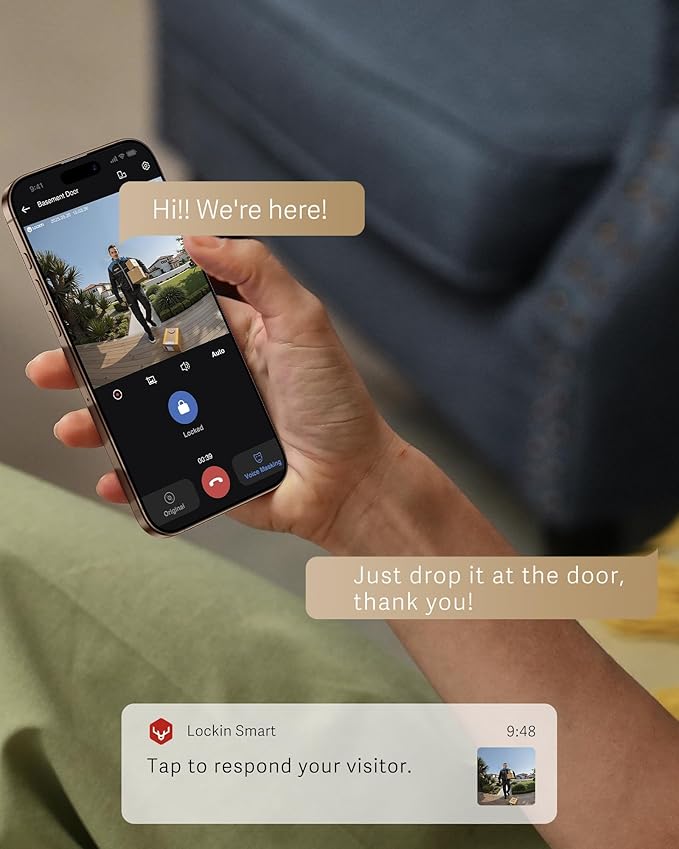 Lockin Veno Plus Smart Lock with 2K 180° Security Camera & Video Doorbell, AI Local Storage, Palm Vein/Fingerprint Keyless Entry Door Lock, Smart Locks for Front Door Bulit in Wi-Fi, App Control