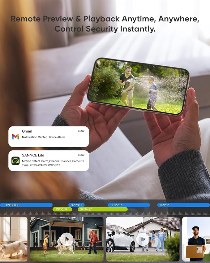 SANNCE 5MP PoE Security System, 8CH 6MP Surveillance NVR with 8PCS 5MP HD Weatherproof Dome Cameras with H.265 Video Compression, Smart IR LED, APP Push Alert, Remote Access (2TB HDD)