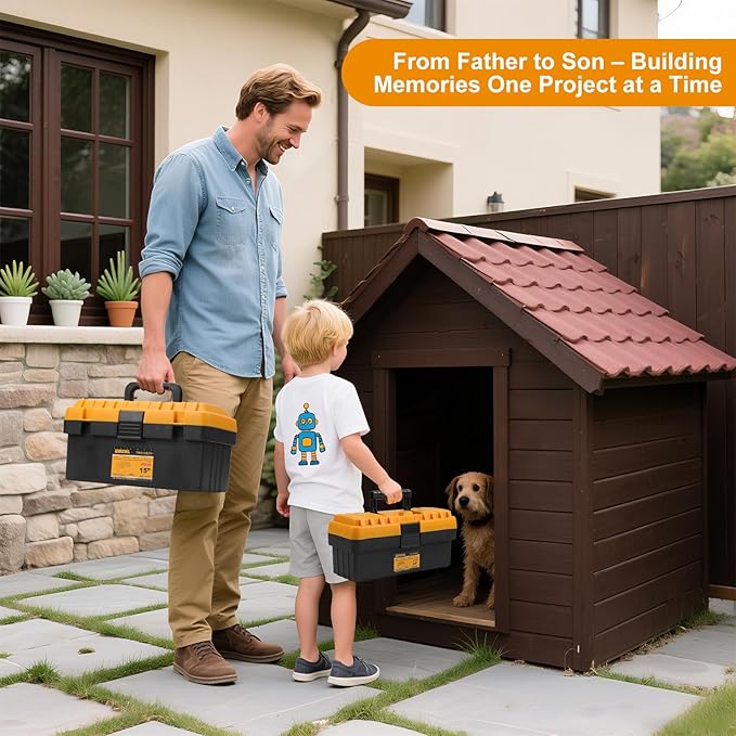 4-in-1 Toolbox Set – Stackable Tool Box Organizer with Removable Tray, Durable Tool Storage for DIY, Home Repair, Garage Tool Box, RV and Student Use (13/15/17/19 Inch)