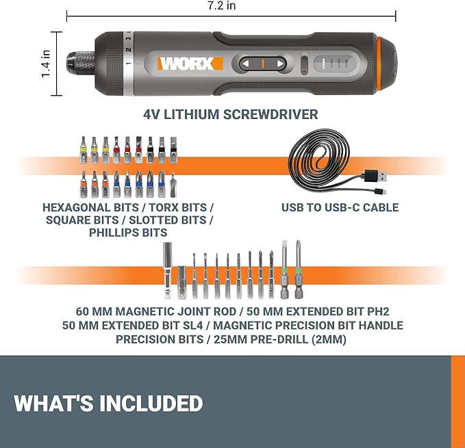 WORX 4V Lithium Screwdriver 30-Piece Accessory Kit WX242L