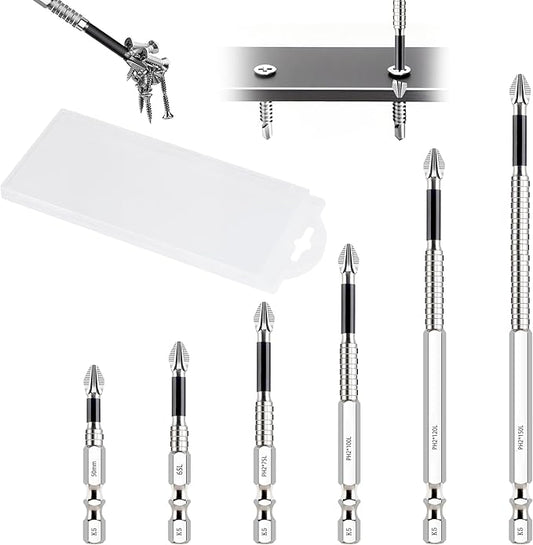 6PCS High Magnetic Screwdriver Drill Bit Set, 2025 New K5 Impact Resistant Non Slip Bit, Upgrade Strong Magnetic Durability Screwdriver Drill Bit Set(1, 50+65+75+100+120+150mm)