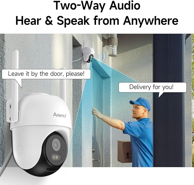 ARENTI Security Camera Outdoor Wired, 24/7 Recording Surveillance Camera for Home Security, 5GHz/2.4GHz WiFi, Regular Patrol, 2K 4MP Resolution, 360° PTZ Motion Tracking(OP1)