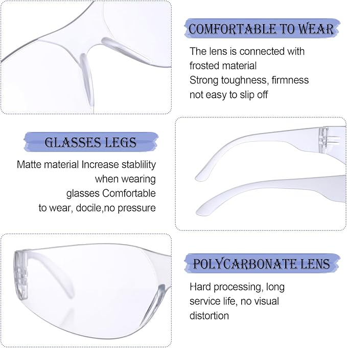 Yunsailing 100 Pack Bulk Safety Glasses Eye Protection Goggles for Women Men DIY Construction Lab