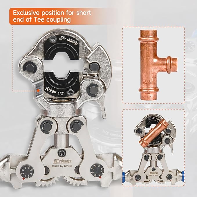 iCrimp Copper Pipe Pressing Tool Kit with Cutter&Deburring Tool for ProPress Copper Fitting-Manufactured by IWISS