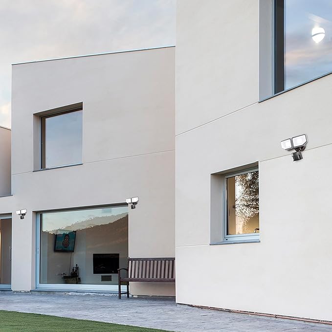 40W LED Security Lights Motion Sensor Light Outdoor, 180 Degree, 4000LM, 5000 K, ETL Water Resistant, Clear 2 Head Motion Detector Flood Light for Garage, Yard 2-Pack (Bronze)