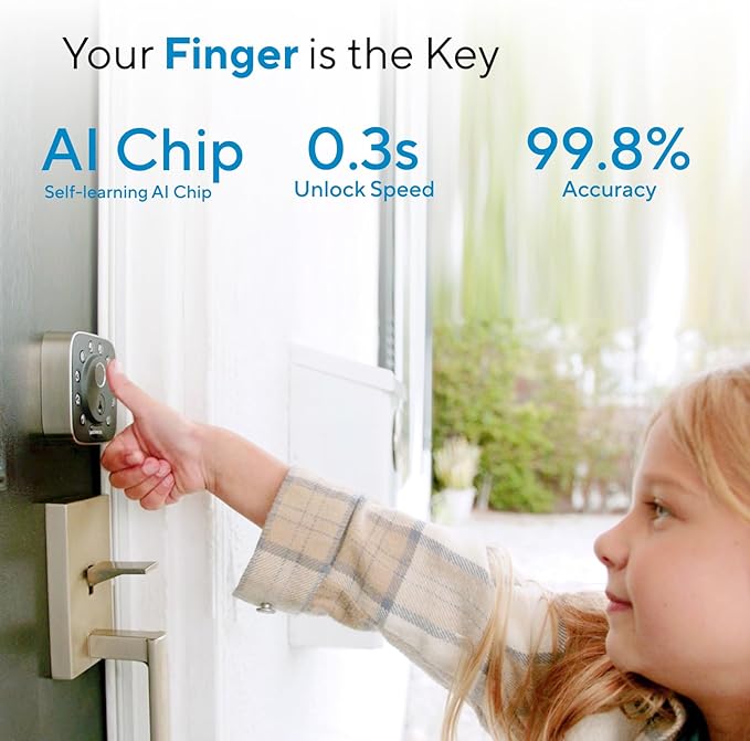 ULTRALOQ Bolt Fingerprint WiFi Smart Lock, Works with Apple Home, Siri, Alexa, 8-in-1 Keyless Entry with Fingerprint ID, App Remote Control, Keypad Deadbolt, BHMA Cert., Easy Install, 10 Mo. Battery