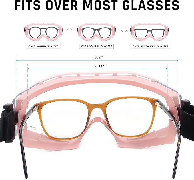 UKNOW Safety Goggles Over Glasses - Anti-Fog Clear Lens - ANSI Z87.1 Certified Eye Protection for Lab Work, Industrial Use