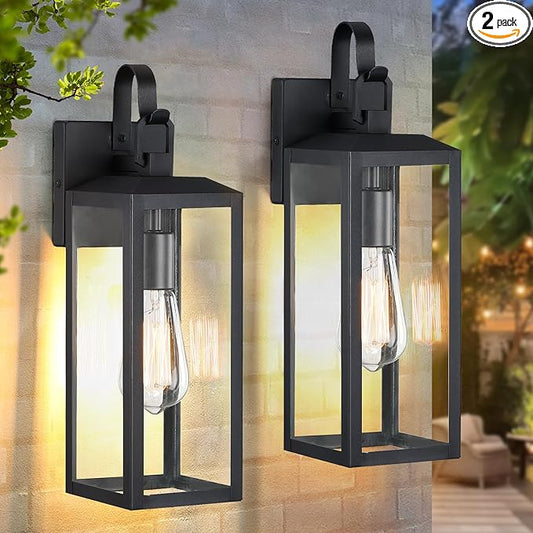 16'' Large Outdoor Wall Lights 2-Packs, Modern Black Exterior Lighting Fixtures, Waterproof Outdoor Sconces Porch Light for House Wall Mount, Farmhouse Wall Lanterns for Front Door, Patio, Garage