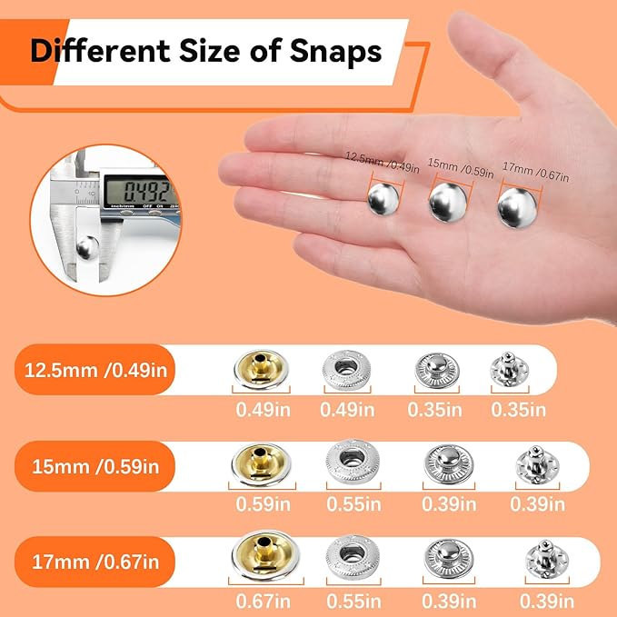 Sopnom Leather Snap Button Kit, Heavy Duty Snaps Fastener Kit Snaps Press Pliers and 12.5mm Leather Buttons, 4Colors 40Sets Snaps for Fabric, Clothes, Jackets, Purse, Belts, Bags, Tool Kit