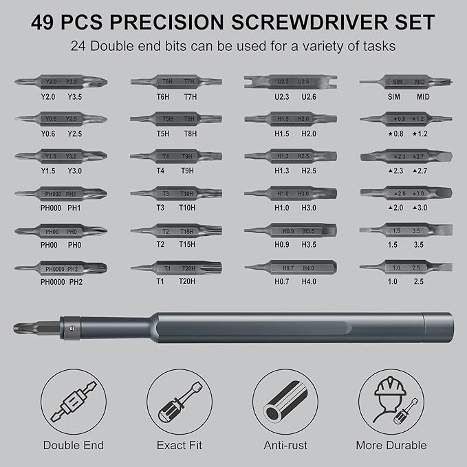 Precision Screwdriver Set 49 in 1 SHARDEN Small Screwdriver Set Magnetic Repair Tool Kit for Laptop, iPhone, Cell Phone, PC, MacBook, Tablet, Computer, PS5, PS4, Electronic, Glasses, Watch