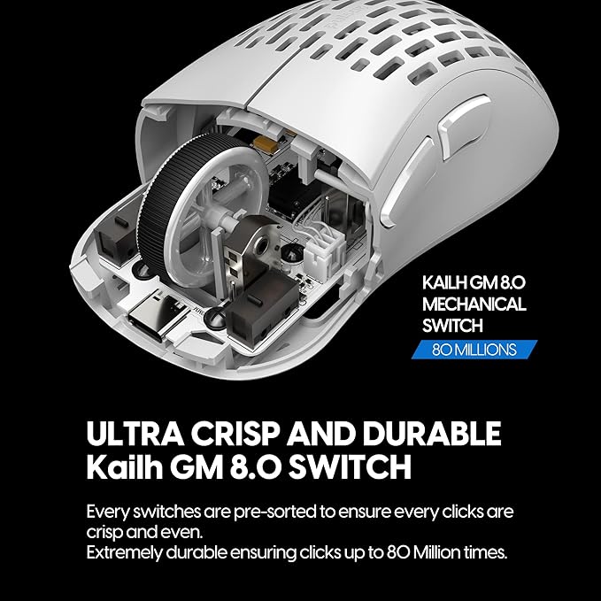 Pulsar Gaming Gears - Xlite v2 Wireless Gaming Mouse, Ultra Lightweight, 2.1 oz (59 g), Ergonomic 2.4 Ghz 1 ms 20000 DPI Optical Sensor PAW3370 Domestic Genuine Product (Medium, Wireless, White)