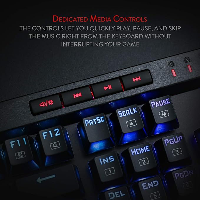 Redragon K580 VATA RGB LED Backlit Mechanical Gaming Keyboard with Macro Keys & Dedicated Media Controls, Hot-Swappable Socket, Onboard Macro Recording (Blue Switches)