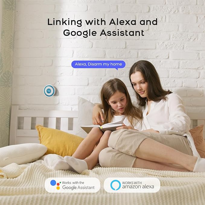 Wireless Alarm System,Smart Home Security System with Instant App Alerts,8 Pieces Door Alarms Kits Siren Hub with Door/Motion Sensors,Remote,Work with Alexa/Google for Villa,Apartment,Kids Safety