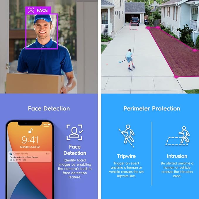 Amcrest 4K AI Bullet IP PoE Camera, 4K@30fps, 164ft Night Color Vision, Security IP Camera Outdoor, Face Detection, Human & Vehicle Detection, Built-in Siren Alarm, Built in Mic IP8M-TB2886EW-AI