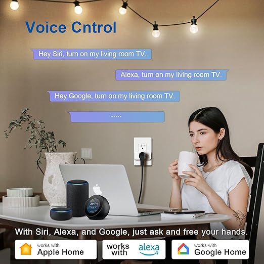 Matter Smart Plug, 15A Smart Plug for Homekit, Smart Outlet with Schedule and Timer, Super Easy Setup, Works with Apple Home, Siri, Alexa, Google, Privacy & Security, 2.4G Only, White, 2-Pack