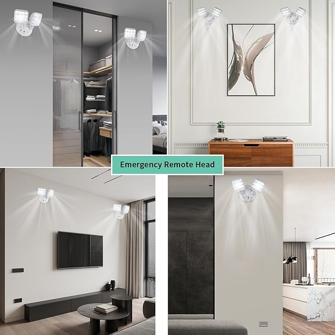 GZRUIYANG Emergency Remote Head Lighting, Double Square Head Emergency Light, UL Listed, Multi Voltage 3.6 to 24 Volt Input, 2 * 3 Watts, 180 Lumen, No Battery Inside