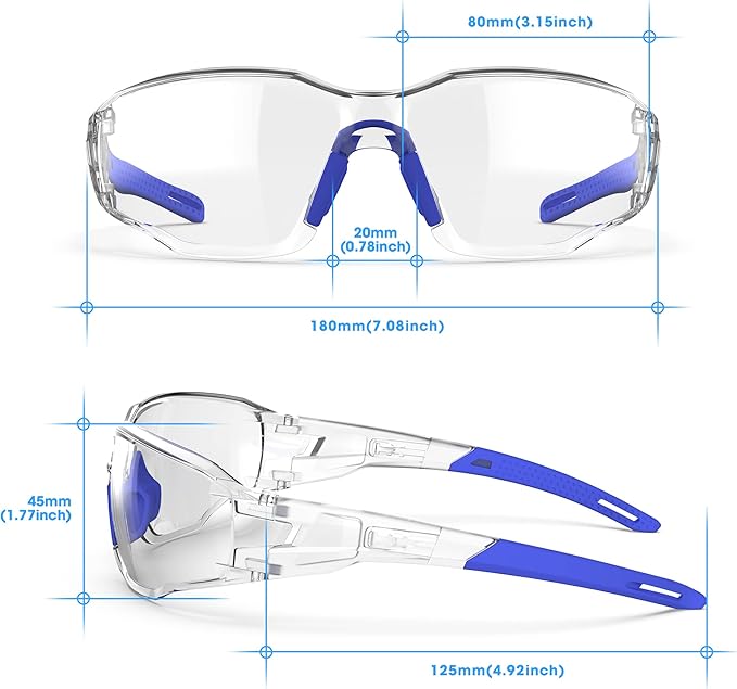 Safety Glasses Anti-Fog Goggles Clear Lens,Adjustable Frames Blue Light Blocking Eye Protection For Men Women