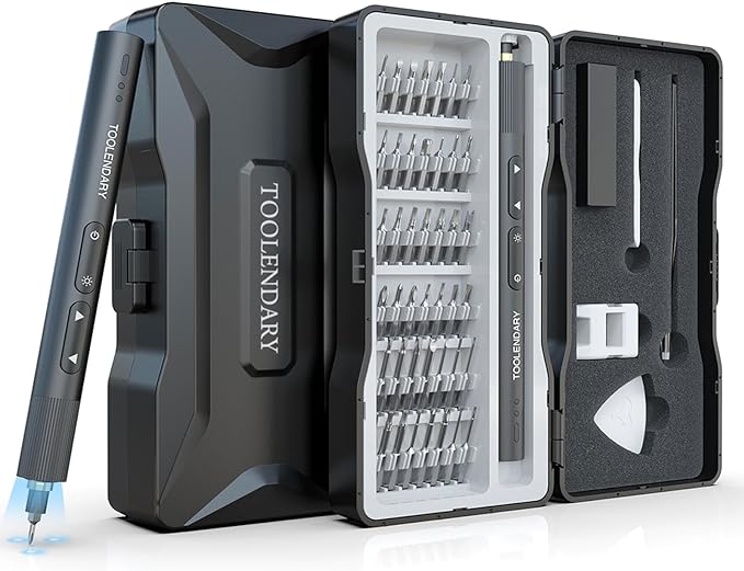 3.7V Electric Screwdriver Rechargeable, 55 in 1 Mini Precision Screwdriver Set, 48 Magnetic Bits, 3 Torque Settings, Small Electric Screwdriver Repair Tool Kit for PC RC Electronics