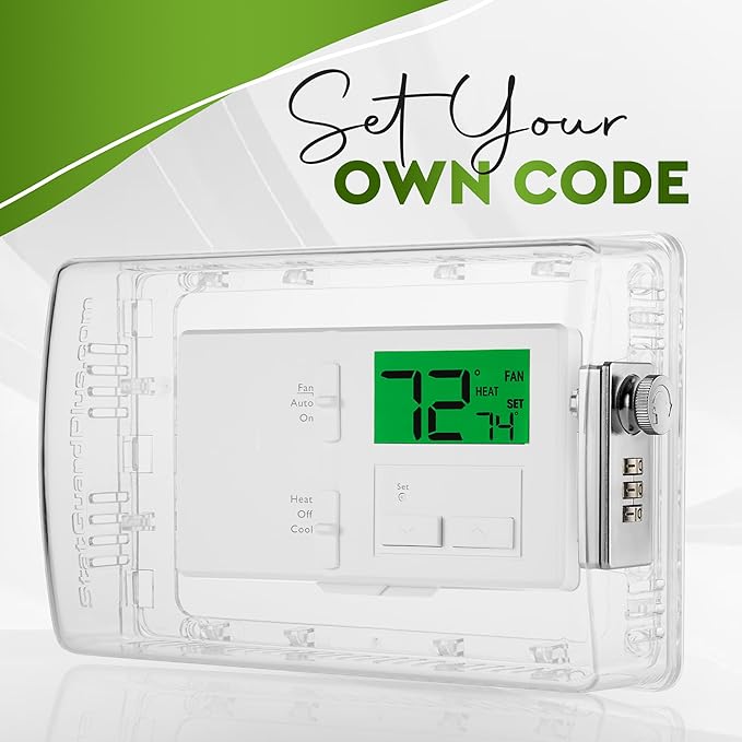 StatGuardPlus XL2 Universal Thermostat Cover with Combination Lock, Clear Thermostat Lock Box Includes Wall-Cover for Clean Look (Fits thermostats 4.5 x 7 x 2.5). Keyless Too.