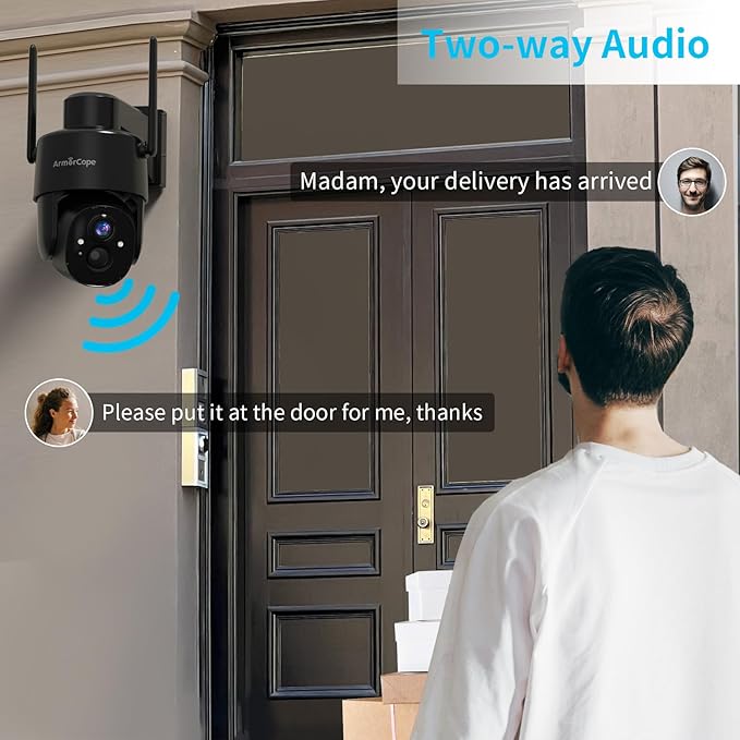 2Pack 2K HD Solar Security Cameras Wireless Outdoor, 360° PTZ View Outdoor Cameras for Home Security,Color Night Vision with Spotlight, 2-Way Audio,Motion Alarm, IP65 Waterproof