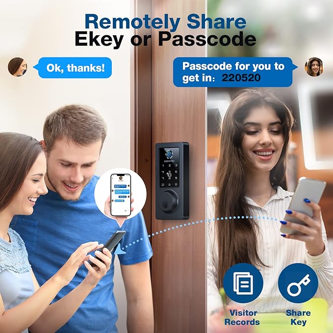 Fingerprint Keyless Entry Door Lock, Electronic Deadbolt Door Lock with, Anti-Peeping Smart Lock for Front Door, IP65 Waterproof Smart Deadbolt for Home