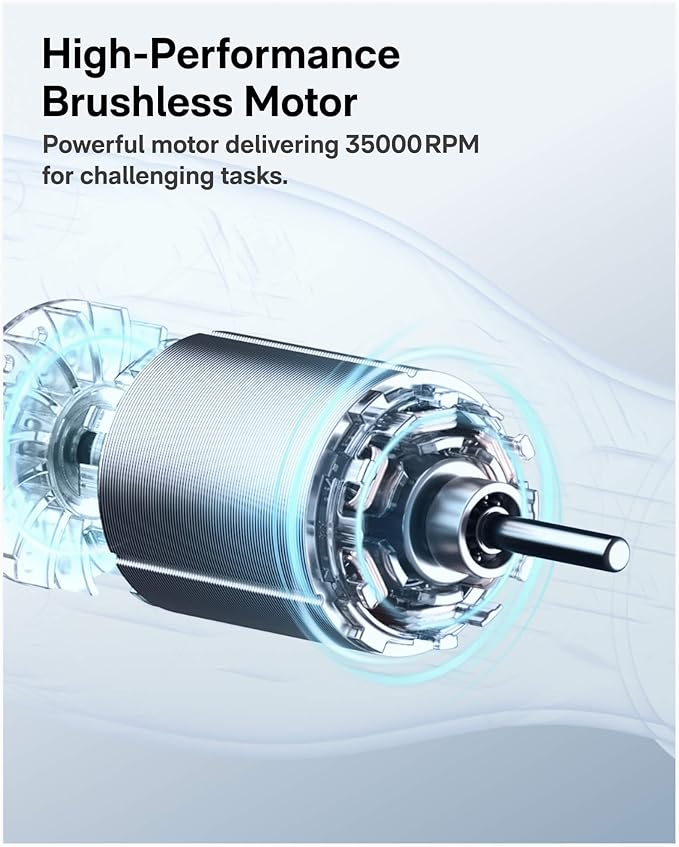 HOTO 12V Cordless Rotary Tool Kit Pro, Brushless Motor, 35000RPM Variable Speed, 3000mAh USB-C Rechargeable, LED Light, 37 Accessories, Ideal for Carving, Sanding, Polishing, Drilling, Cutting, DIY