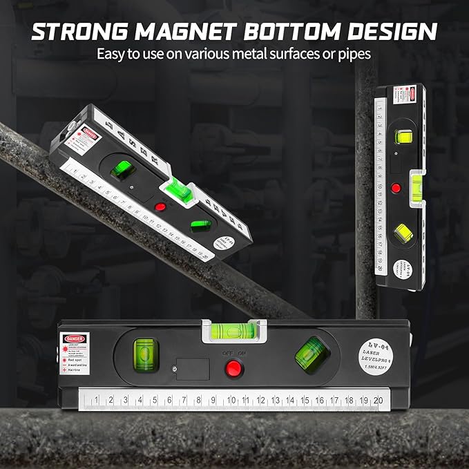 4-in-1 Laser Level with 3 LED Light,Multifunctional Torpedo Level 100Ft Alignment Point & 30Ft Leveling Line,3 Laser Modes Magnetic with Tripod Laser Tool for Hanging Picture Home Renovation