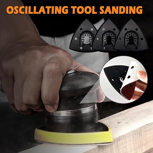 161Pcs Oscillating Tool Sanding Pad Kit, 3Pcs 3-1/2 Inch Perforated Triangle Sanding Pads 3Pcs Triangle Sanding Pads and 2Pcs Finger Sanding Pad, 150Pcs Multitool Sandpaper