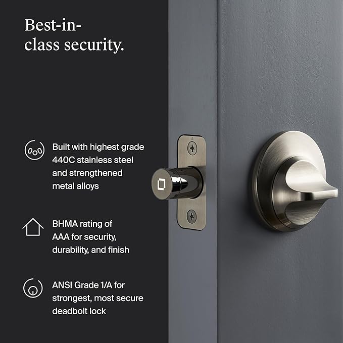 Level Lock+ WiFi Deadbolt Smart Lock - World's Smallest Smart Lock Plus Apple Home Key - Lock/Unlock Anywhere - Level App for iOS & Android - Works with Apple Home, Alexa, Google Home (Matte Black)