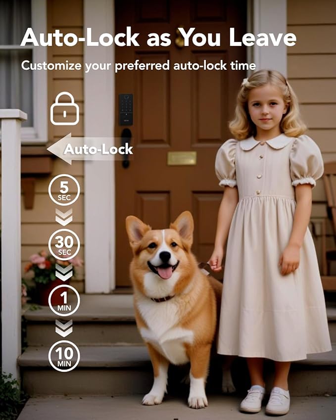 Devo G3 Fingerprint Smart Door Lock, Keyless Entry Door Lock, App Control, Smart Locks for Front Door, Smart Deadbolt Lock, Built-in Wi-Fi, Touchscreen Keypad, 8 Months Battery, IP54 Waterproof