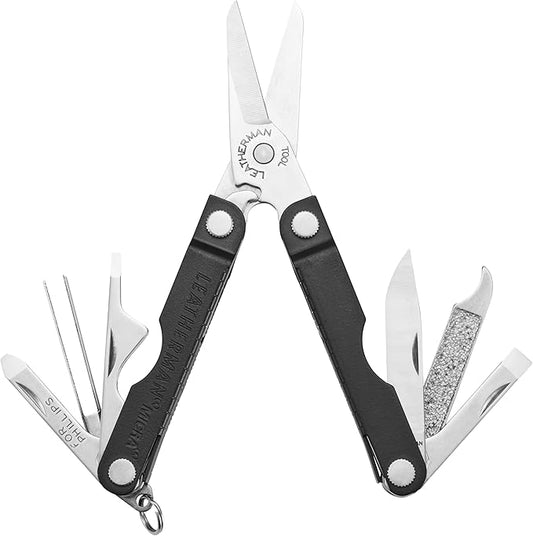 LEATHERMAN, Micra, Keychain Multi-tool with Grooming Tools, Mini Pocketknife for Everyday Carry (EDC), Hobbies & Outdoors, Built in the USA, Jet Black