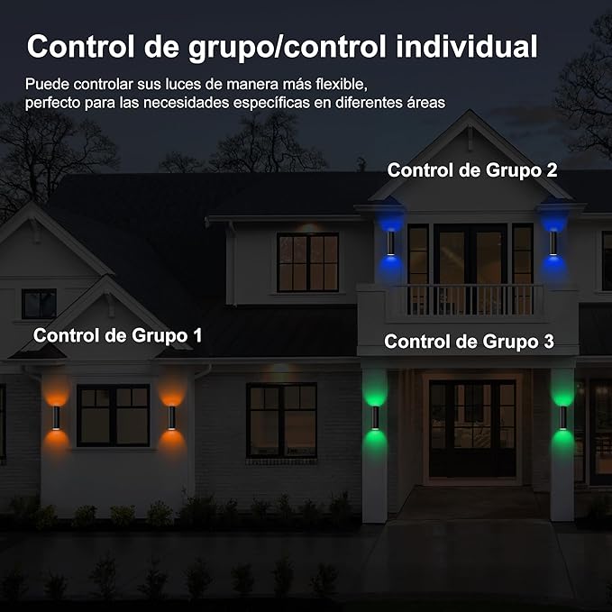 Smart Outdoor Wall Light Sconce, Up and Down 60W RGBCW Color Changing Porch Light, App & Remote Control, Dimmable 2700K-6500K LED, IP65 Waterproof Exterior Wall Mount Light, Works with Alexa