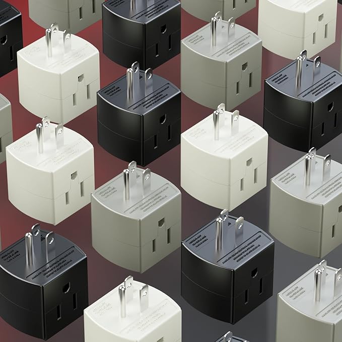 3 Outlet Wall Adapter, 90 Degree 3 Way Plug Adapter Cube Tap, 3 Prong Multi Plug Outlet, Outlet Extender for Home Office School Dorm, ETL Listed, Black