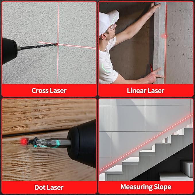 4-in-1 Laser Level with 3 LED Light,Multifunctional Torpedo Level 100Ft Alignment Point & 30Ft Leveling Line,3 Laser Modes Magnetic with Tripod Laser Tool for Hanging Picture Home Renovation