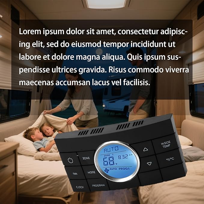 3314082.000 RV Thermostat - 10-Button Multi-Zone Control for Dometic CCC2 - Fits AC Series 579/595/600/6308 - Digital RV AC/Heat Thermostat - Black