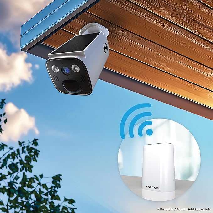 Night Owl® 2K Battery Solar Powered Camera with Spotlight and 2-Way Audio - 3 Pack - White